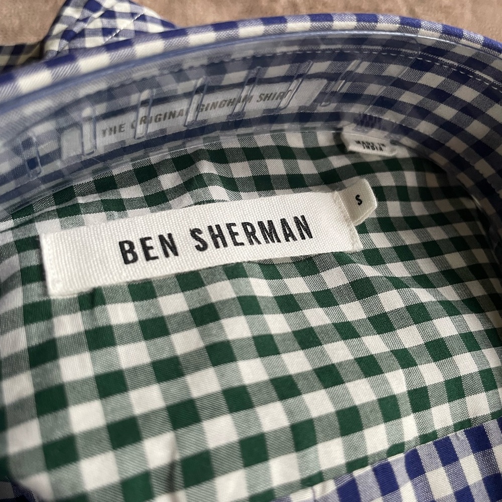 Ben Sherman Mens Small Long Sleeve Button Down Shirt Blue Depths Check - Picture 6 of 9